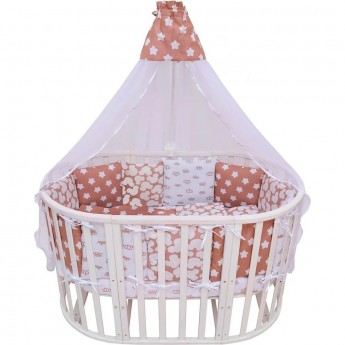 Комплект в кроватку AMAROBABY SOFT, 15 предметов (3+12 подушек-бортиков), бязь