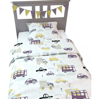 Комплект в кроватку AMAROBABY TIME TO SLEEP ГОРОД. 3 предмета, 1.5 спальный, белый