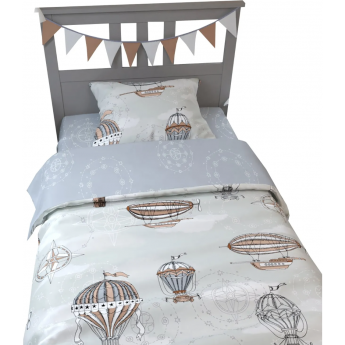 Комплект в кроватку AMAROBABY TIME TO SLEEP ПОЛЕТ, 3 предмета, 1.5 спальный, серый