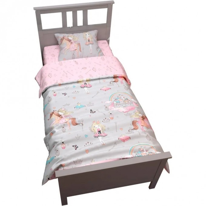 Комплект в кроватку AMAROBABY TIME TO SLEEP, СКАЗКА, серый, 3 предмета 1,5 спальный AMARO-3403-SkS