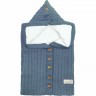 Конверт AMAROBABY PURE LOVE SNAP вязаный утепленный на выписку, синий, 75 см. AMARO-6003PLS-Je
