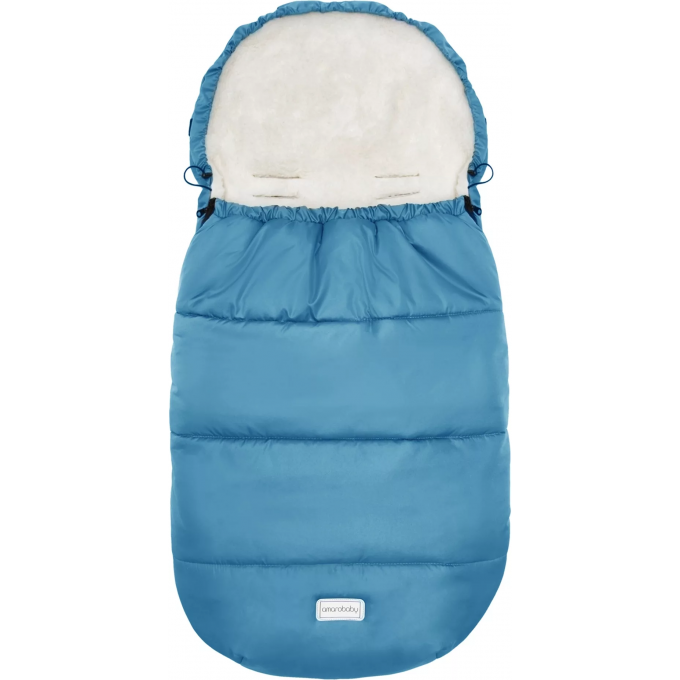 Конверт зимний меховой AMAROBABY SNOWY TRAVEL Серо-голубой, 105 см. AMARO-6101-SG