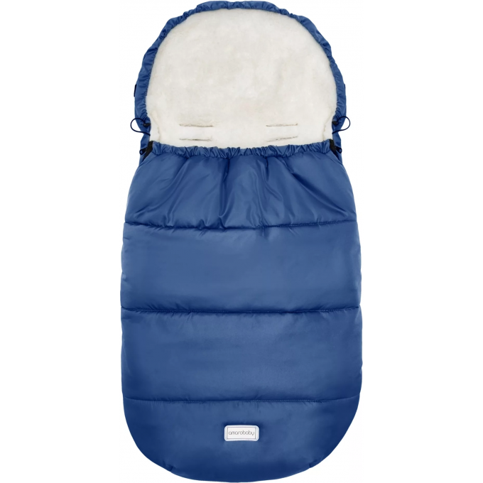 Конверт зимний меховой AMAROBABY SNOWY TRAVEL Тёмно-синий, 105 см. AMARO-6101-TSI