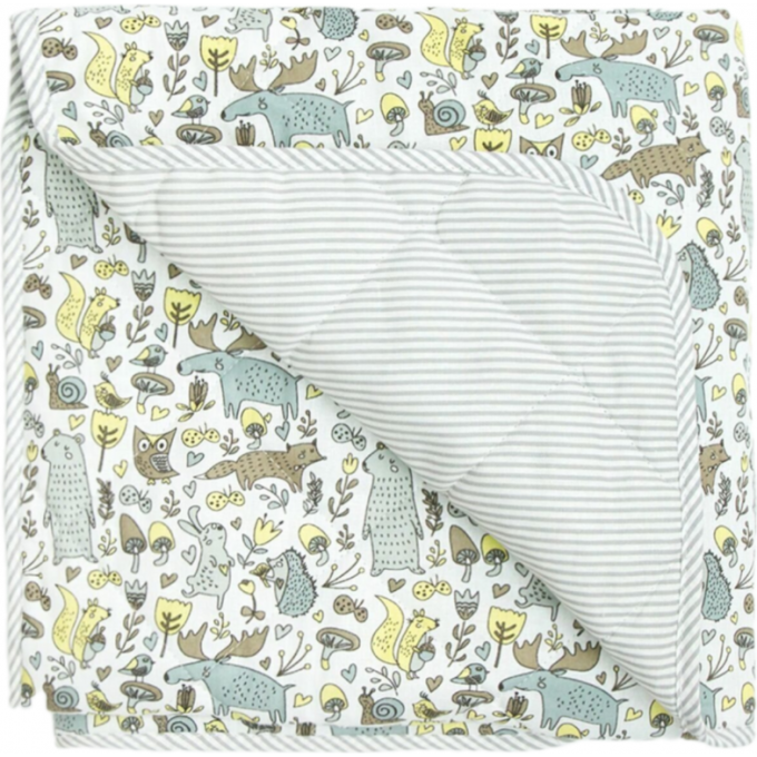 Коврик детский стёганный AMAROBABY Soft Mat 115х115 см, Лесные жители (серый) AB2165SMGLo/11