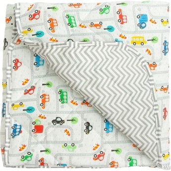 Коврик детский стёганный AMAROBABY SOFT MAT, Дорога, серый, 115х115 см