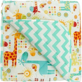 Коврик детский стёганный AMAROBABY SOFT MAT, Жирафики, бирюзовый, 115х115 см