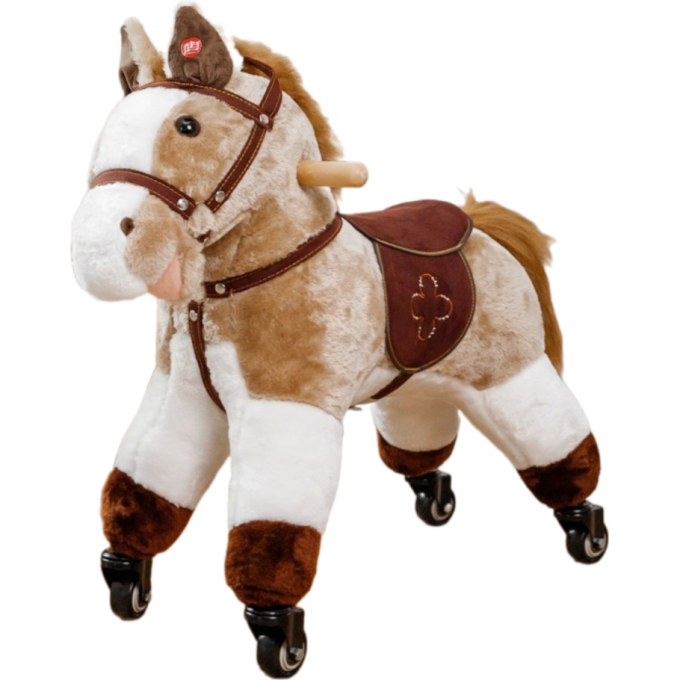 Лошадка каталка AMAROBABY FUNNY HORSE на колесах бежевый 60х29х57 см AMARO-28FH-Bei