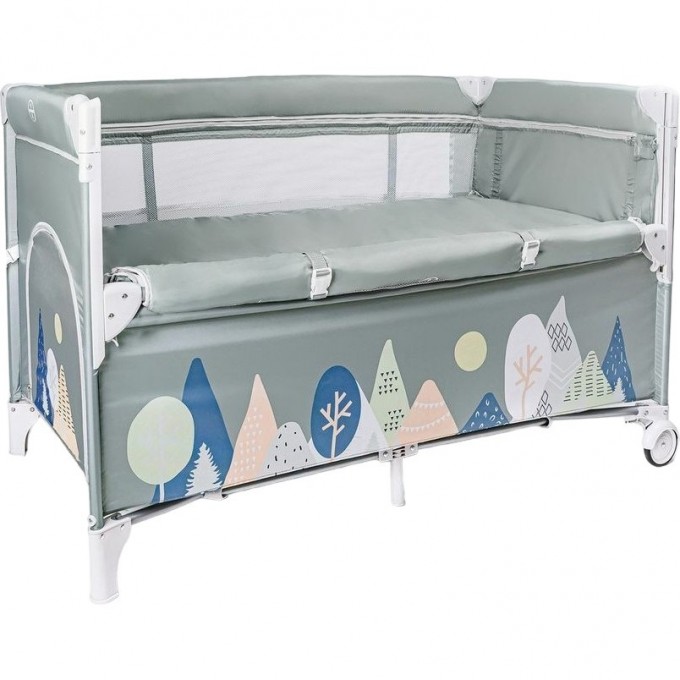 Манеж-кровать AMAROBABY TRANSFORM, MOUNTAINS прямоугольный, зеленый AMARO-26TrM/13