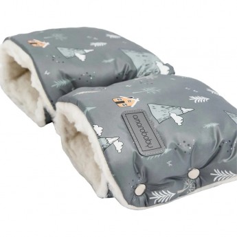 Муфты-варежки на ручку коляски AMAROBABY SNOWY TRAVEL ГОРЫ, серые