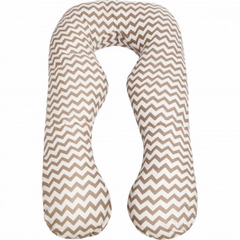 Наволочка к подушке для беременных AMAROBABY ЗИГЗАГ кофе, анатомическая, 340х72