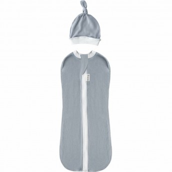 Пеленка-кокон на молнии с шапочкой AMAROBABY NATURE ESSENCE, серый, размер 56-68 Пеленка-кокон на молнии с шапочкой AMAROBABY NATURE ESSENCE, серый, размер 56-68