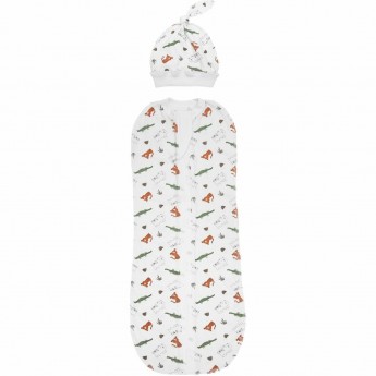 Пеленка (кокон на молнии) с шапочкой AMAROBABY SOFT HUGS Крокодильчики, белый, р-р 56-68 Пеленка (кокон на молнии) с шапочкой AMAROBABY SOFT HUGS Крокодильчики, белый, р-р 56-68