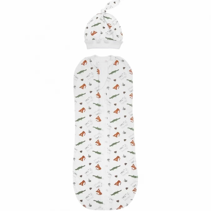 Пеленка (кокон на молнии) с шапочкой AMAROBABY SOFT HUGS Крокодильчики, белый, р-р 68-74 AB570120SHK2/00 Пеленка (кокон на молнии) с шапочкой AMAROBABY SOFT HUGS Крокодильчики, белый, р-р 68-74 AB570120SHK2/00