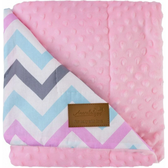 Плед AMAROBABY РАСТЕМ ВМЕСТЕ 95х85 хлопок/minky, зигзаг розовый