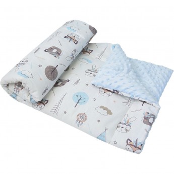Плед AMAROBABY РАСТЕМ ВМЕСТЕ, ИНДЕЙЦЫ, хлопок/minky, 95х85 см