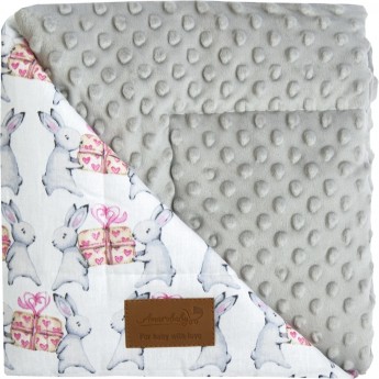 Плед AMAROBABY РАСТЕМ ВМЕСТЕ, ПОДАРОЧЕК, серый, хлопок/minky, 95х85 см