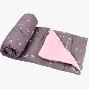 Плед AMAROBABY РАСТЕМ ВМЕСТЕ, PRINCESS, хлопок/minky, серый/розовый, 95х85 см