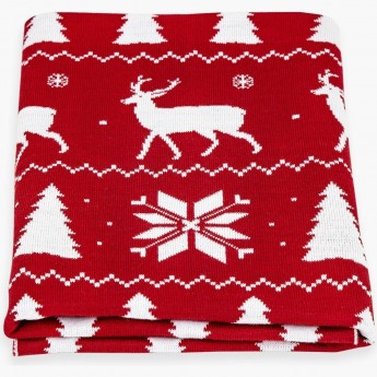 Плед детский AMAROBABY PURE LOVE CHRISTMAS, красный, вязаный, 50% шерсть 50% пан., р-р 75х105 см.