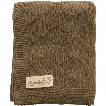 Плед детский вязаный AMAROBABY PURE LOVE, РОМБЫ, кофе