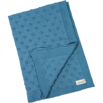 Плед детский вязаный AMAROBABY PURE LOVE, ШИШЕЧКИ, серо-синий