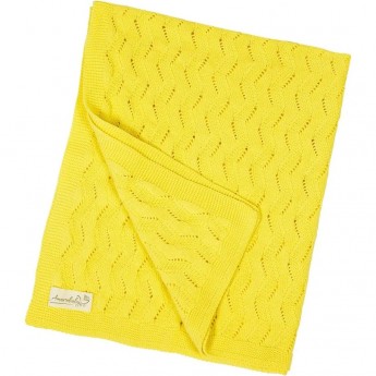Плед детский вязаный AMAROBABY PURE LOVE ВОЛНА, желтый