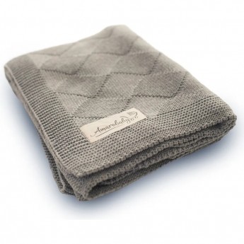 Плед детский вязаный AMAROBABY PURE LOVE ВОЛНА, серый