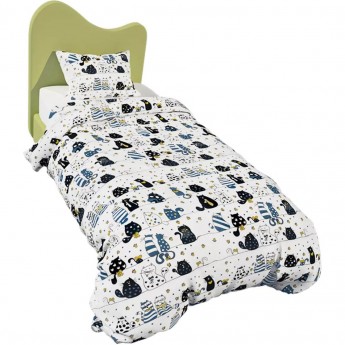 Пододеяльник AMAROBABY на молнии 145х210 Котики белый