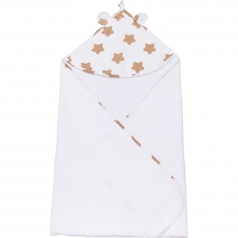 Полотенце детское с уголком AMAROBABY CUTE LOVE ПРЯНИЧКИ, коричневое/белое