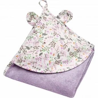 Полотенце детское с уголком AMAROBABY CUTE LOVE ПТИЧКИ, лаванда, 90х90 см
