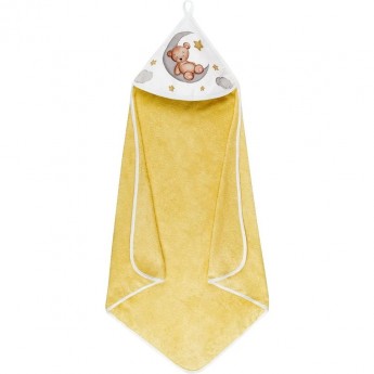 Полотенце детское с уголком AMAROBABY WASH BEAR, желтое, 90х90