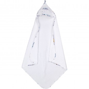 Полотенце детское вафельное с уголком AMAROBABY WAFFLE ГОРЫ, белое, 90х90 см