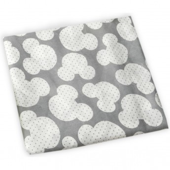 Простыня AMAROBABY МЫШОНОК, серая, на овальный и прямоугольный матрасы, бязь, 125х75х12 см