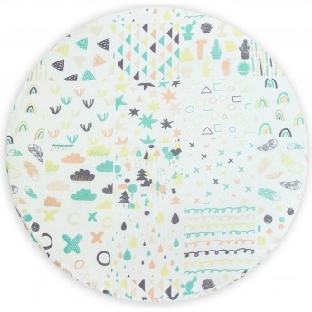 Простыня на резинке AMAROBABY АБСТРАКЦИЯ, белый/мультиколор, перкаль, круглая, 75х75х12 см