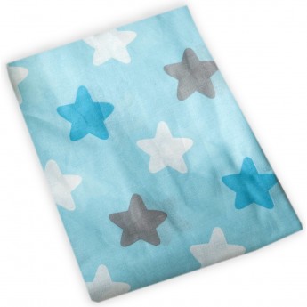 Простыня на резинке AMAROBABY ПРЯНИЧКИ, голубой, на овальный и прямоугольный матрасы, поплин, 125х75х12 см