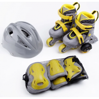 Ролики AMAROBABY GLIDE раздвижные, черный/серый/желтый, размер 29-32