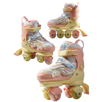 Ролики AMAROBABY MAGIC многофункциональные 3 в 1 со светящимися колесами, желтый/коралловый, размер 27-30