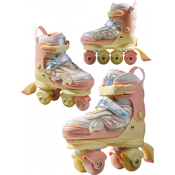 Ролики Amarobaby Magic многофункциональные 3 в 1 со светящимися колесами, желтый/коралловый, размер 31-34 AB25-35MC/0424-31