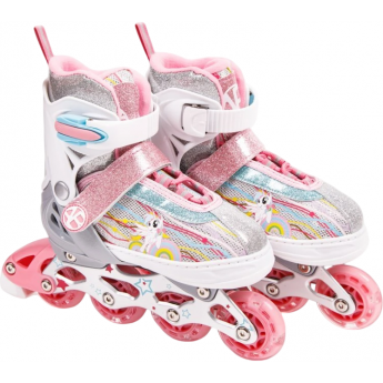 Ролики AMAROBABY UNICORN раздвижные со светящимися колесами, розовые, р-р 30-33