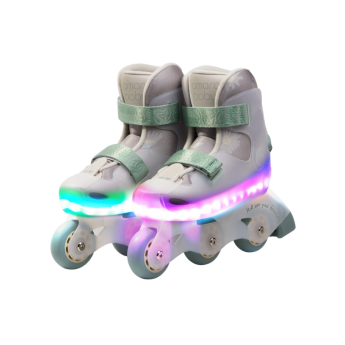 Ролики AMAROBABY WISH с подсветкой бежевый/зеленый, размер 31-32