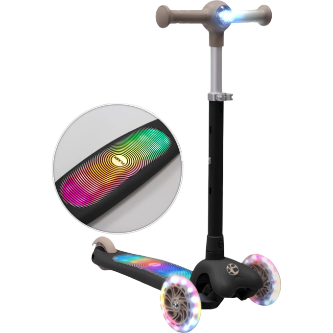 Самокат трехколёсный с подсветкой AMAROBABY FLASH чёрный AB25-27FLA09