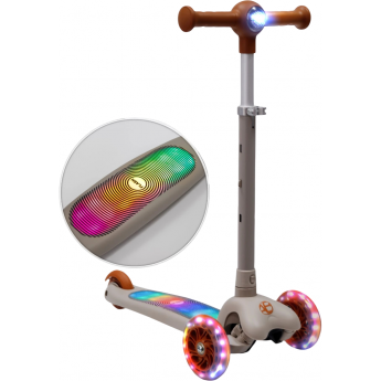 Самокат трехколёсный с подсветкой AMAROBABY FLASH коричневый