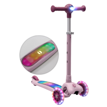 Самокат трехколёсный с подсветкой AMAROBABY FLASH розовый