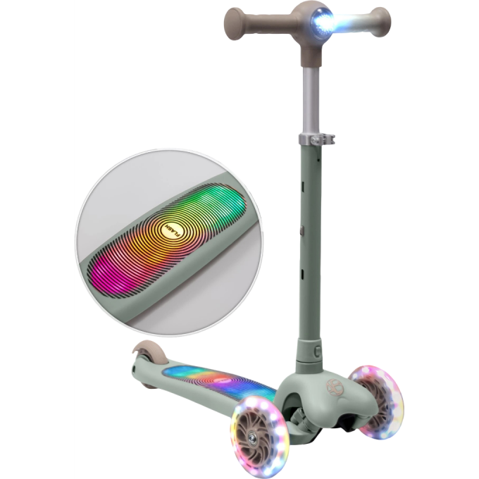 Самокат трехколёсный с подсветкой AMAROBABY FLASH зелёный AB25-27FLA13