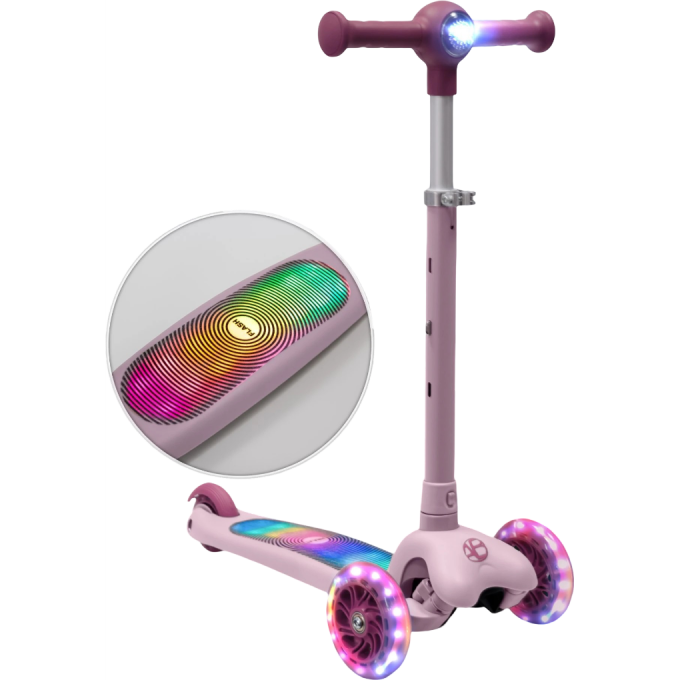 Самокат трехколёсныйAMAROBABY FLASH с подсветкой розовый AB25-27FLA/06